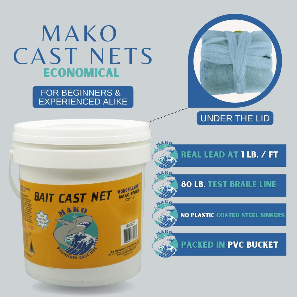 Mako Bait Cast Net (3/8 Sq Mesh) -Justforfishing.com